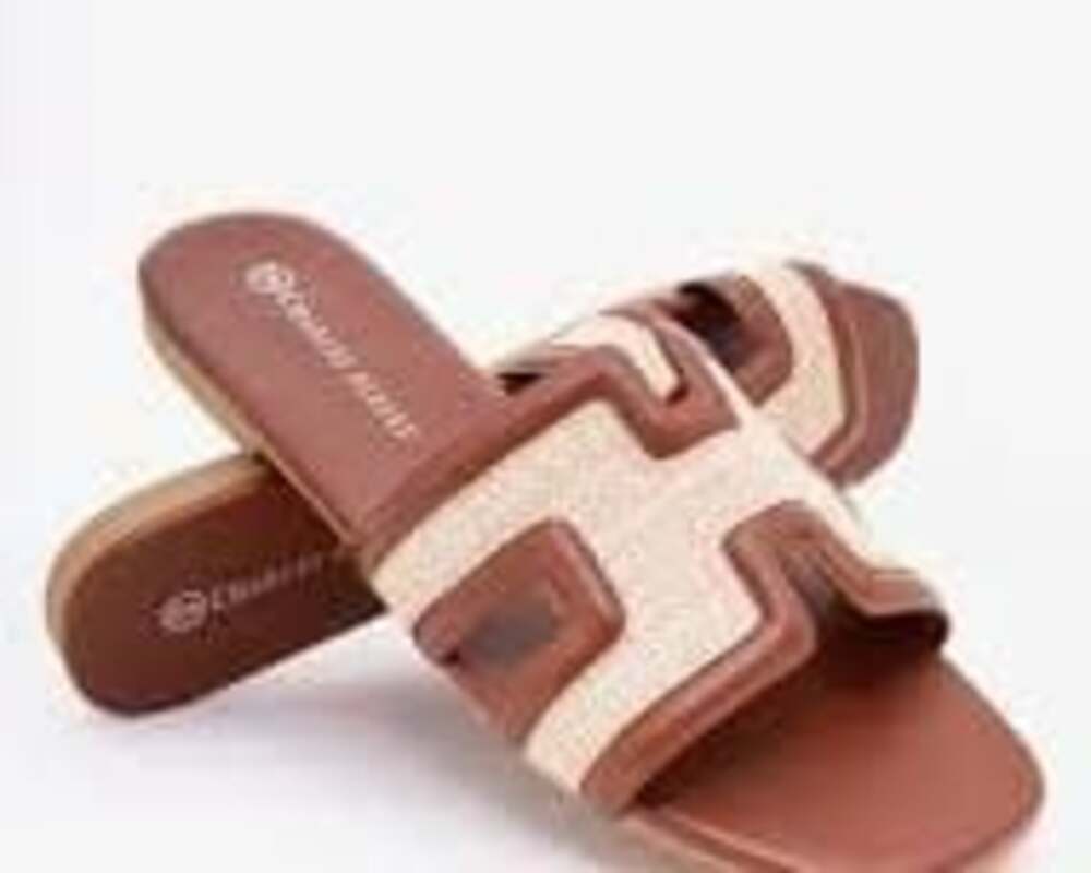 Charles Albert Greta Basketweave H-Band Slide Sandals